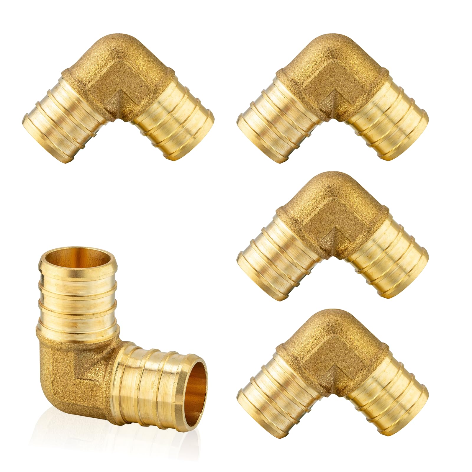ASTM F1807 - Raccordi PEX a gomito da 2,5 cm, a 90 gradi, in ottone, per tubi PEX, confezione da 5