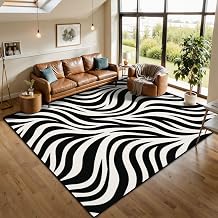 10x14 Washable Area Rugs, zebra Non-Slip Foldable Rug for Living Room