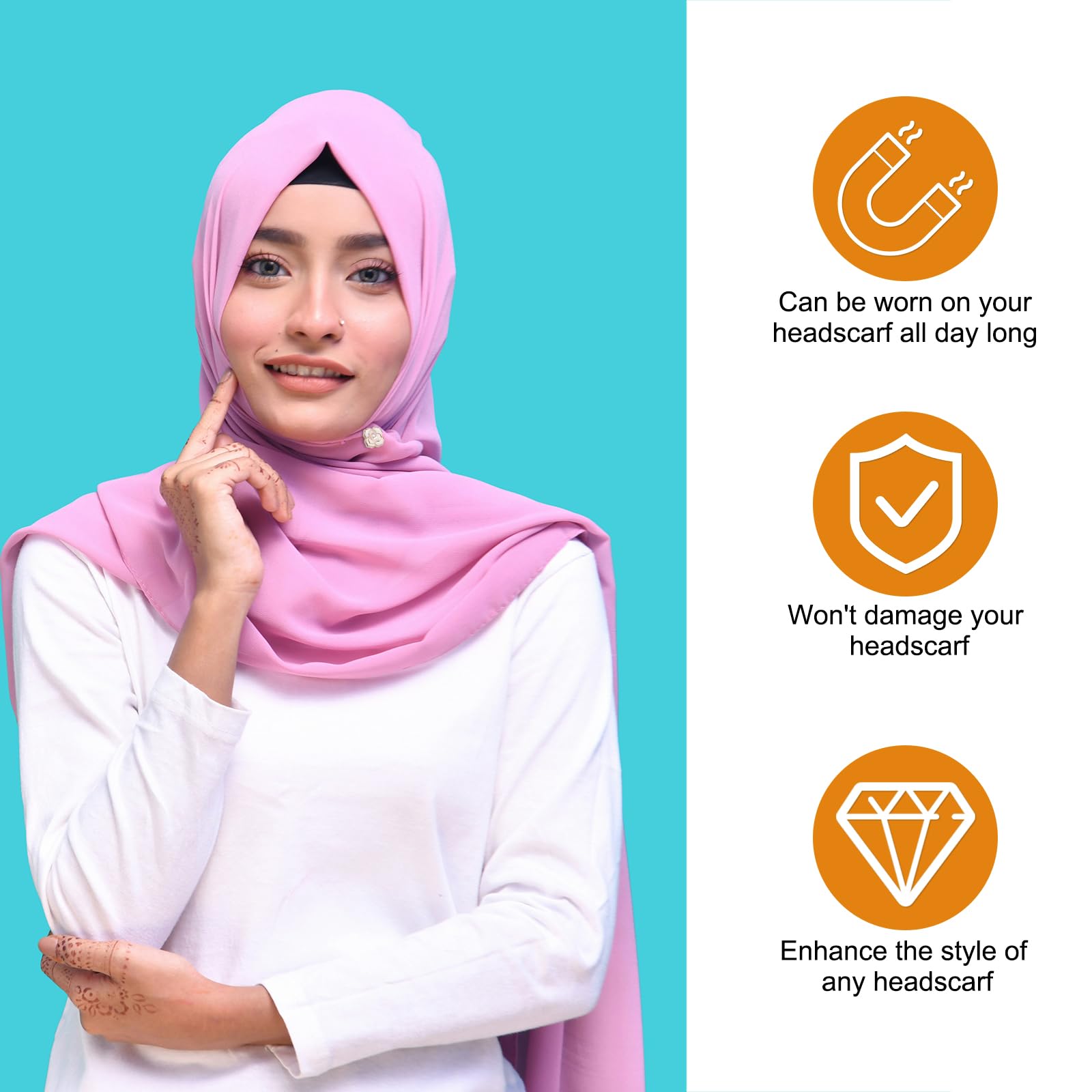 thumbnail: Magnetische Hijab-Pinnen - Pack Van 12 Sterke Knopklaaps Headscarf Clips - No-Snag Broches Voor Sjaals & Sluiers
