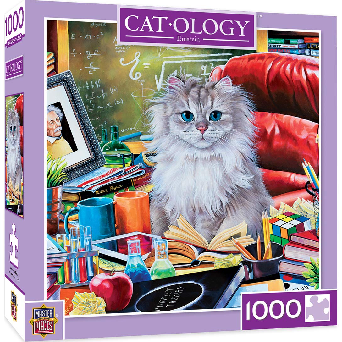 MasterPieces Cat-Ology Jigsaw Puzzle, Einstein, Featuring Art by Jenny Newland, 1000 Pieces