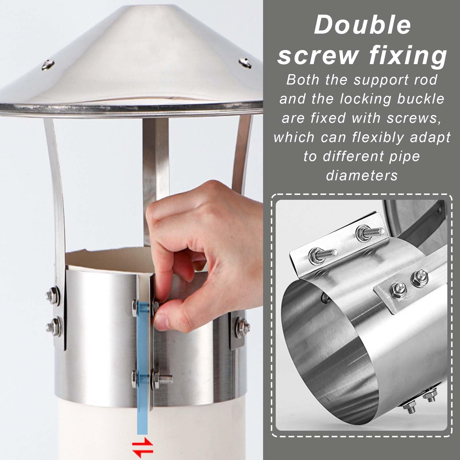 Cubierta de chimenea, 75 mm Tapa de lluvia de acero inoxidable, Cubierta para la lluvia de acero inoxidable, Cubierta para chimenea de acero inoxidable, conducto de escape, ventilación del techo