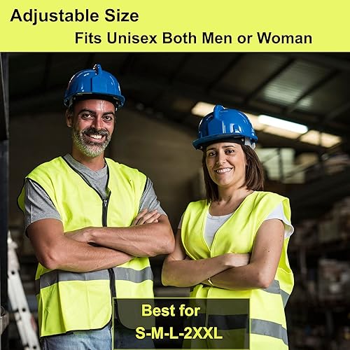 Miniatura 3 de Chalecos de seguridad, paquete de 10 Chaleco de trabajo reflectante amarillo de alta visibilidad, construcción ANSI Clase 2 para hombres, mujeres,