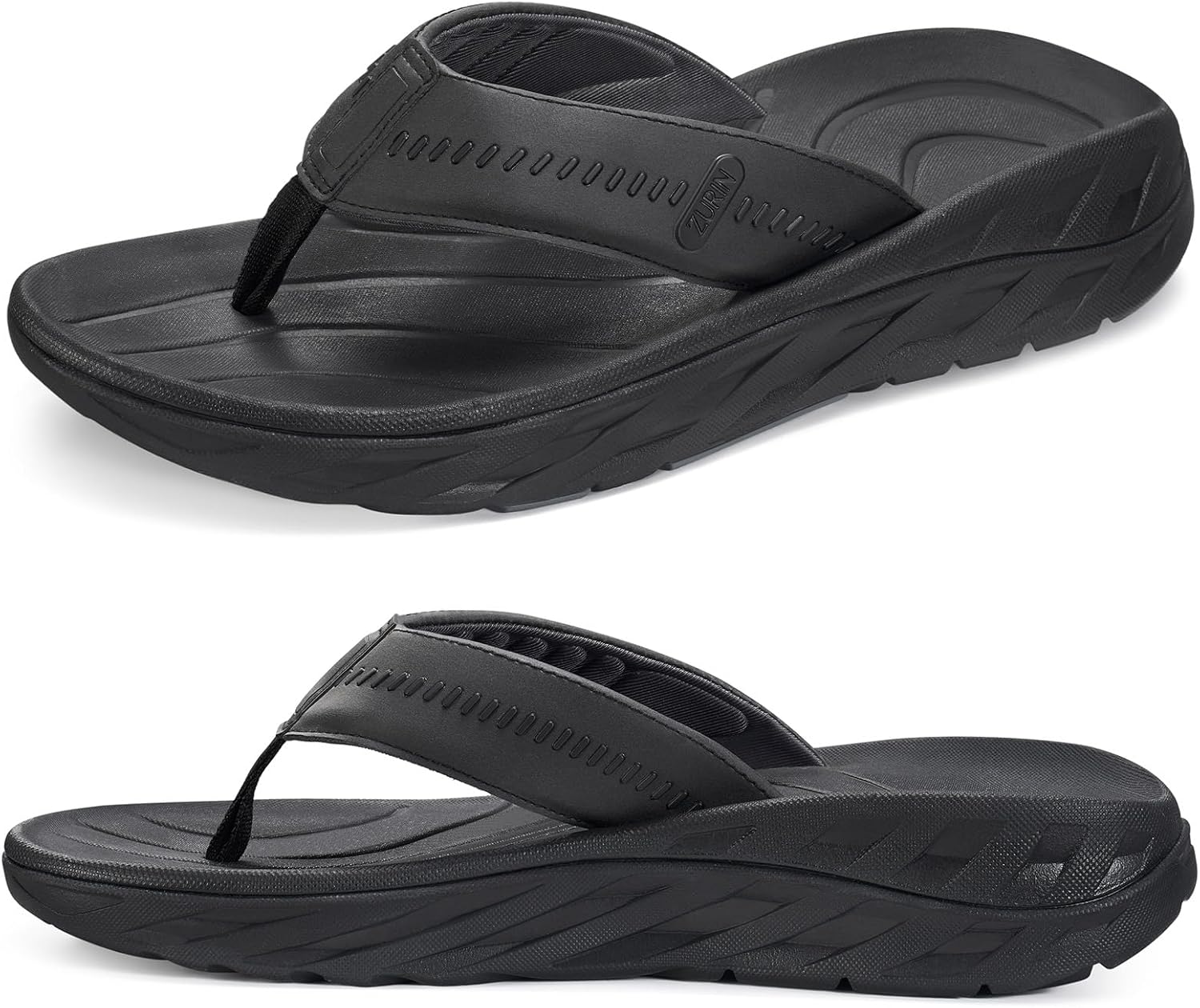 ZURIN Mens Orthotic Flip Flops Recovery Sandals Slides for Men，Comfort Thong Sandals with Plantar Fasciitis Arch Support Thick Athletic Cushion for Sports Exercise Walking Beach Indoor Outdoor