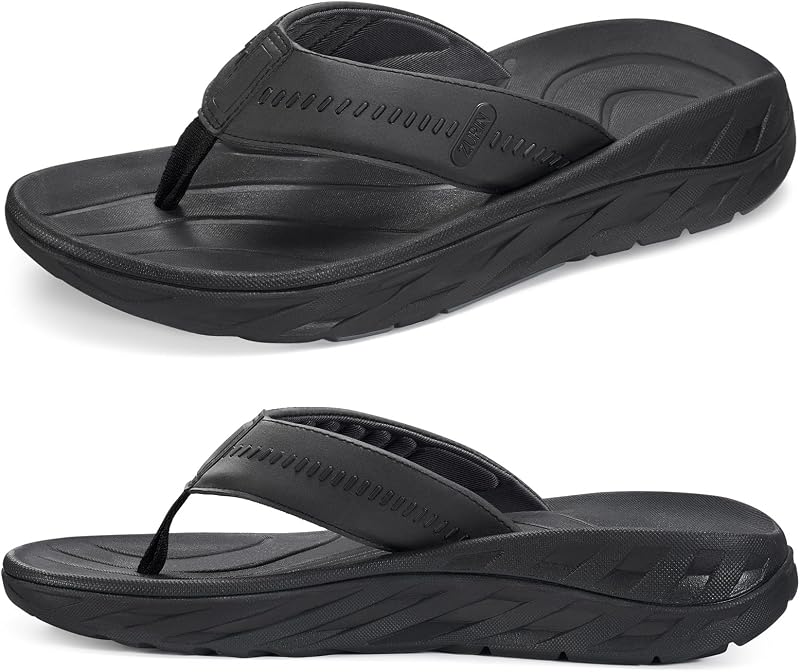 ZURIN Mens Orthotic Flip Flops Recovery Sandals Slides for Men，Comfort Thong Sandals with Plantar Fasciitis Arch Support Thick Athletic Cushion for Sports Exercise Walking Beach Indoor Outdoor