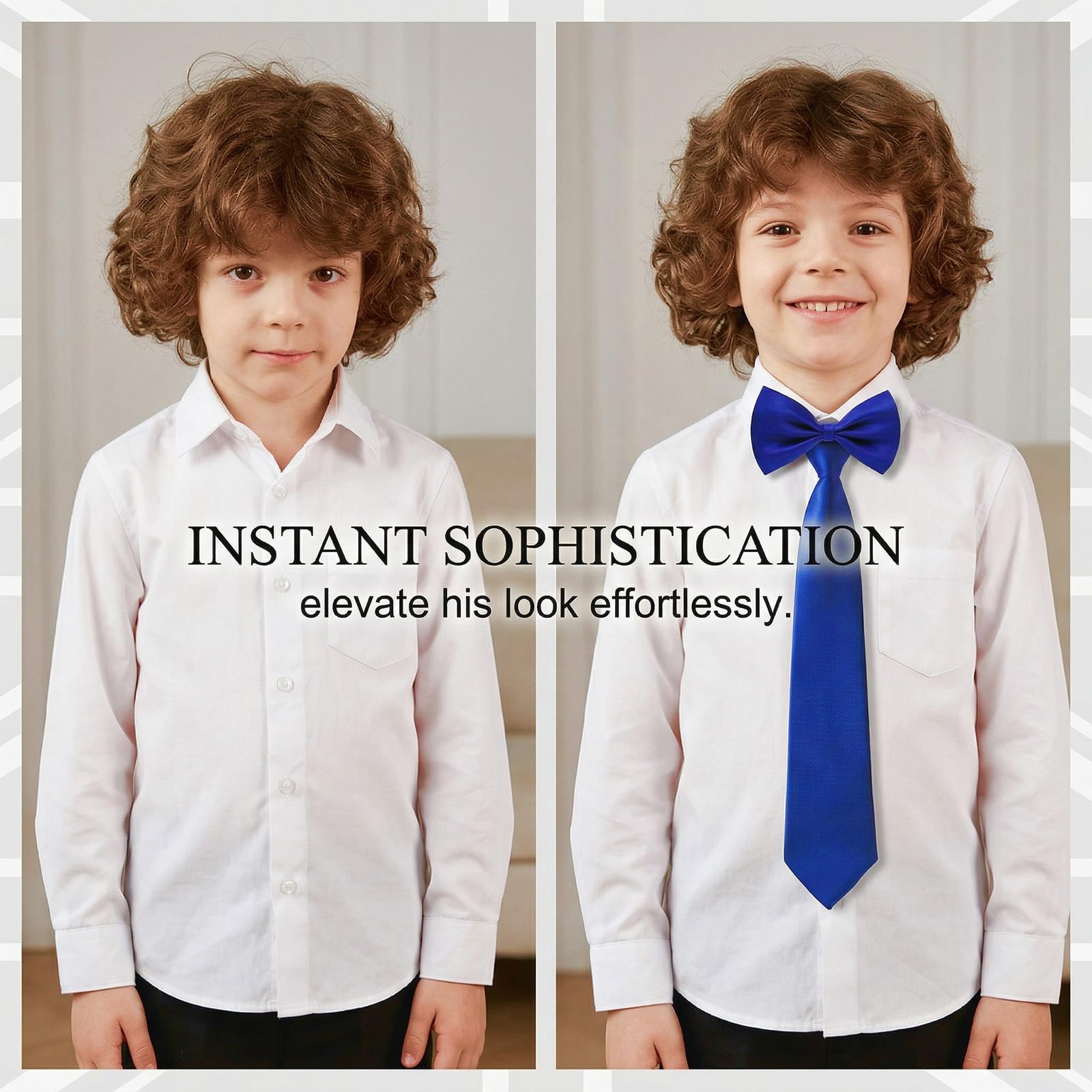 Pajarita y Corbata para Niño (Pack de 2), Azul Marino, Preatada y Ajustable para Graduación, Boda y Eventos Formales, Accesorios de Traje Infantil Elegantes
