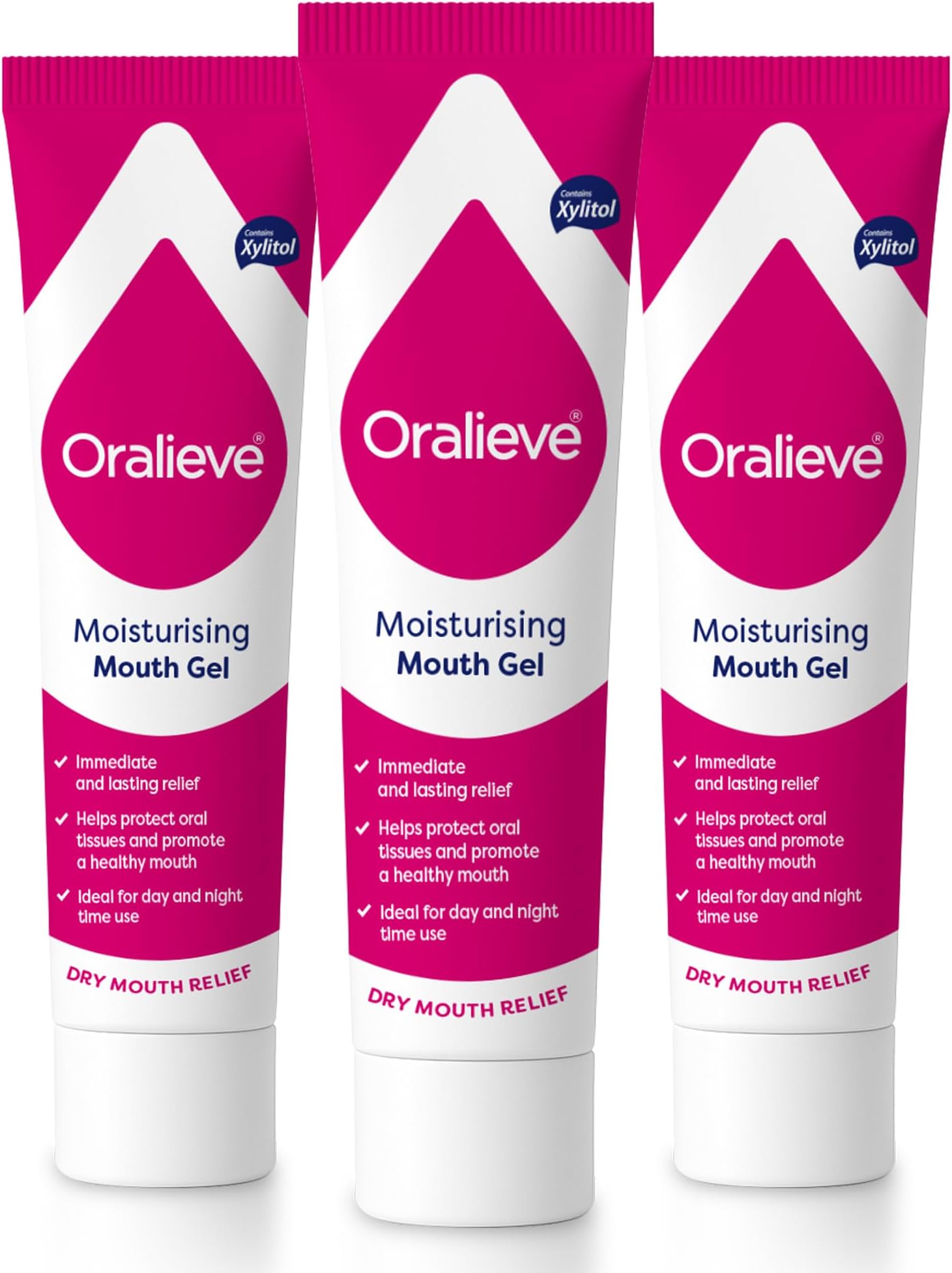 Moisturising Dry Mouth Relief Gel (3 x 50ml), Hydrating Gel for Sore, Dry, Sensitive Mouths with Xylitol to Protect Teeth – Genuine Oralieve Solution