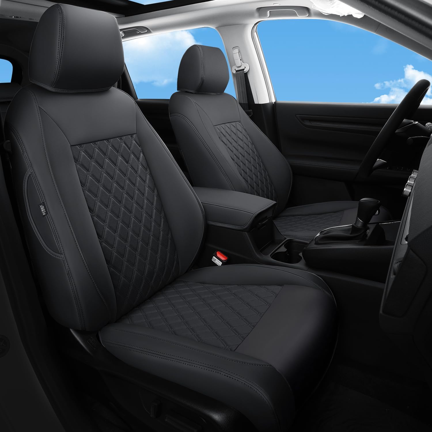 GIANT PANDA Custom Fit Honda HRV Leather Car Seat Covers EX,EX-L 2016 2017 2018 & 2016 2017 2018 2019 2020 2021 2022 LX, Full Set (Diamond Black) Diamond Black 2016-2018 EX,EX-L & 2016-2022 LX