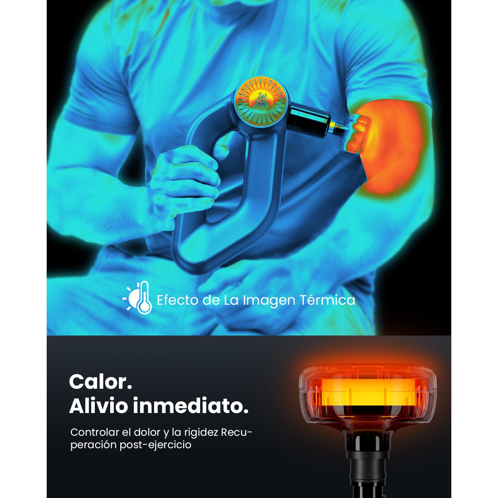 Bob and Brad D6 Pro Plus Pistola de Masaje Muscular con Función de Calor, Pistola Masajeadora Muscular de Tejido Profundo con 16mm de Amplitud, Eléctrica Massage Gun para Aliviar el Dolor Muscular