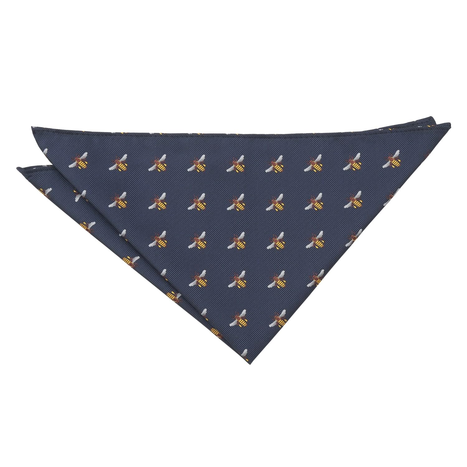 Dqt Men's Navy Blue Bee Embroidered Animals Novelty Handkerchief Pocket Square