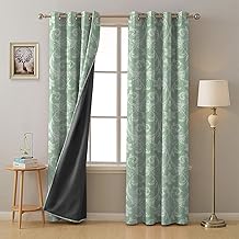 SPACES DRAPE STORY Premium Polyester Blackout Curtains - 95-98% Light Blocking - Digital Printed Indie - Heavy Fabric, Set Of 2-9Ft Long Opaque Door Curtains, Pistachio Green