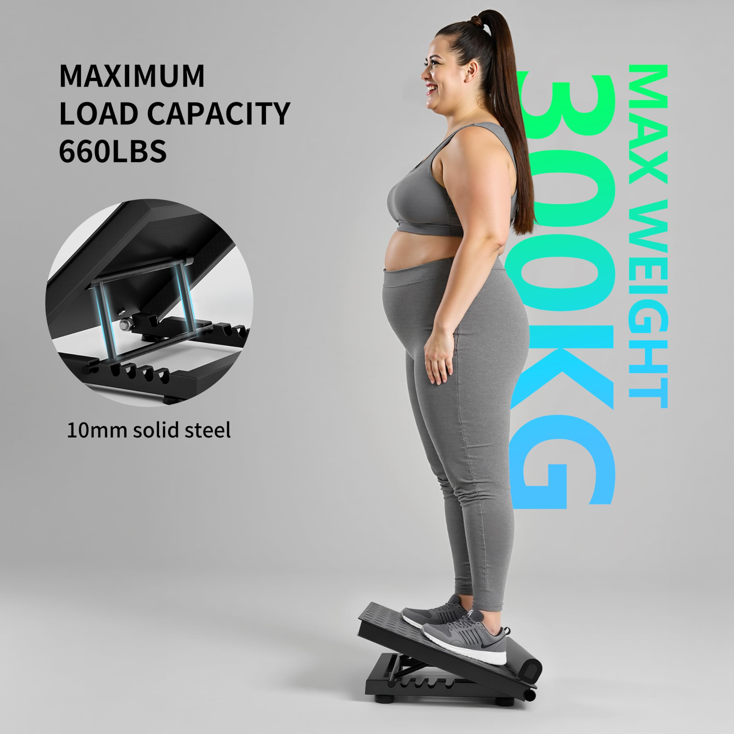 PROIRON Planche Incline en Acier, Réglable Slant Board avec 5 Angles, Capacité de Charge 600 lb, Surface Antidérapante, Étirement des Mollets et Squats Inclinés sur Planche 2 en 1