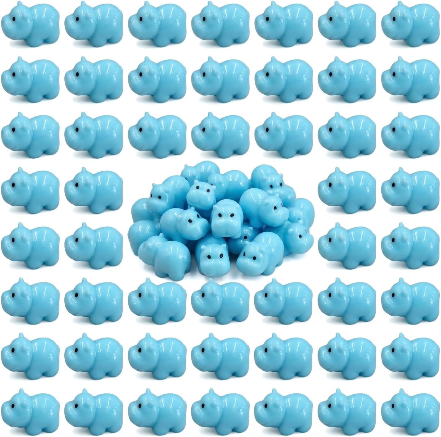 50 Pieces Mini Resin Hippos Small Figurines Bulk Resin Figures for Fairy Garden Decor Terrarium Supplies Miniature Garden Accessories Desktop Decor Dollhouse Miniatures Party Favors