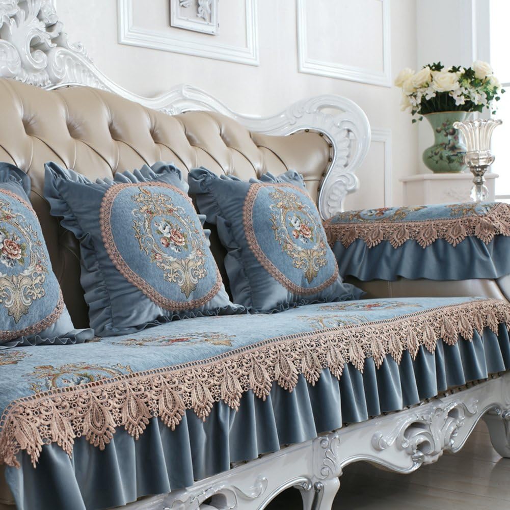 Chenille slipcover sofa,European-style sofa cushion Luxury Anti-slip Four seasons Couch covers Sofa covers for living room-A 1818inchpillow case