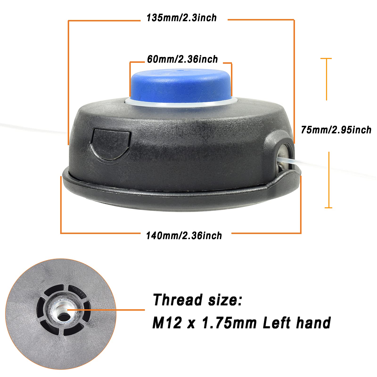 Końcówka trymera karma dla gryzoni chwastów sznur zamiennik do Husqvarna T45x 544972603 rozmiar gwintu M12 * 1,75 mm kosa do szczotki