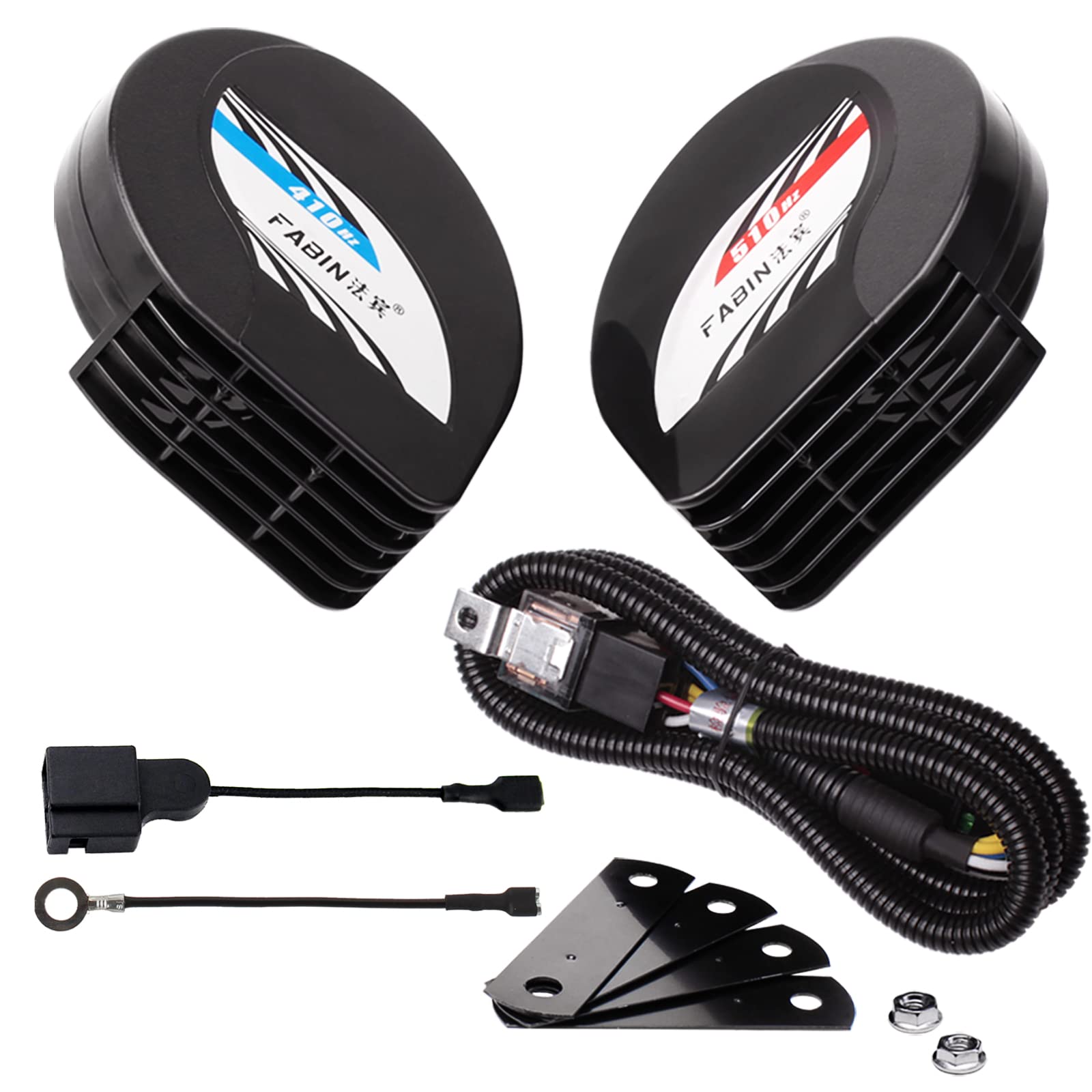 FARBIN スレンダー ホーン 薄型 コンパクトホーン12V汎用 ツイントーン ホ ーンセット 組み合わせ二股分岐ハーネスとトヨタ専用ホー ンプラグ (12V, コンパクトなホー ン+リレーハーネス+トヨタ適用変換プラグ)