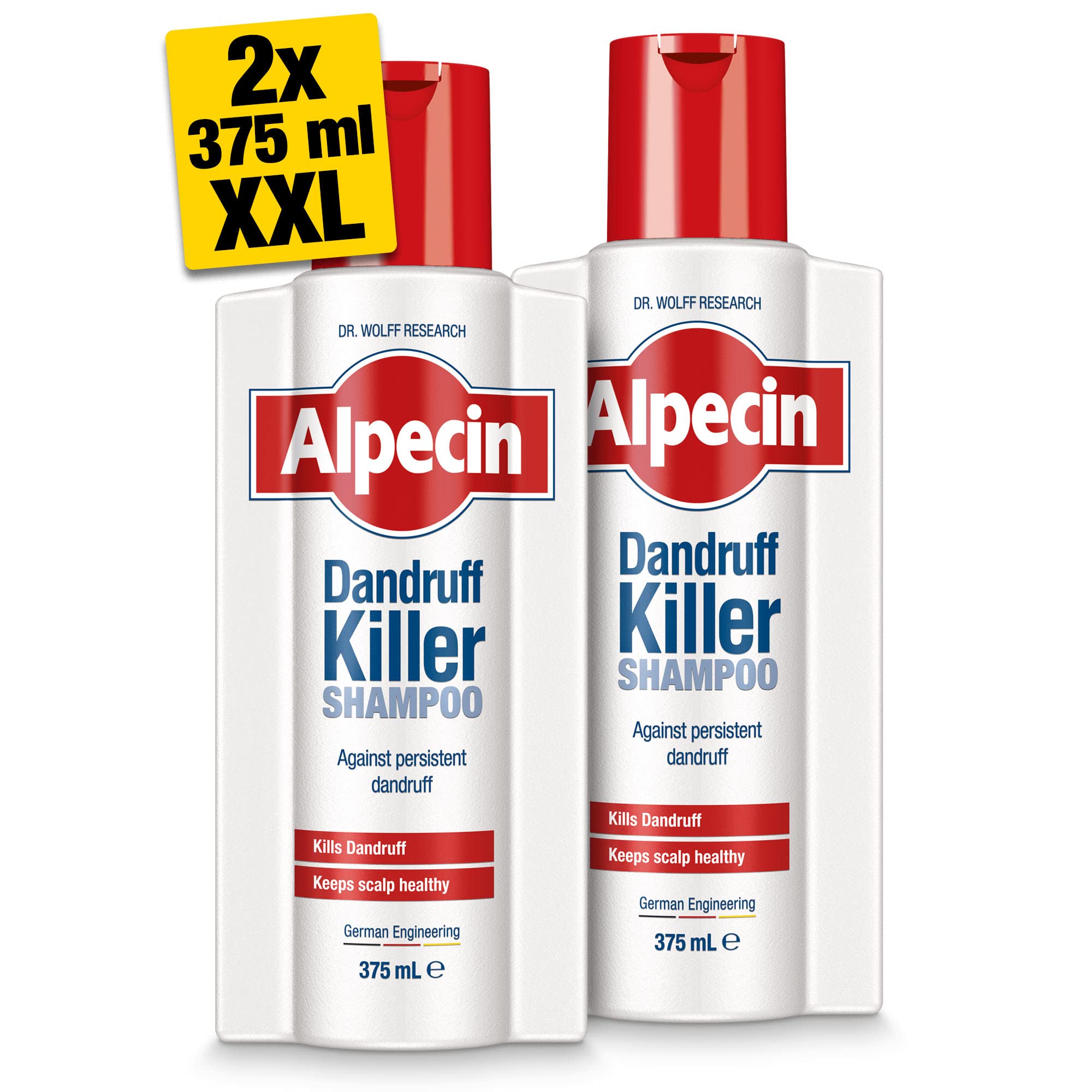 Alpecin Dandruff Killer Shampoo 2x 375ml | Effectively Removes and Prevents Dandruff | Hair Care for Men Made in Germany