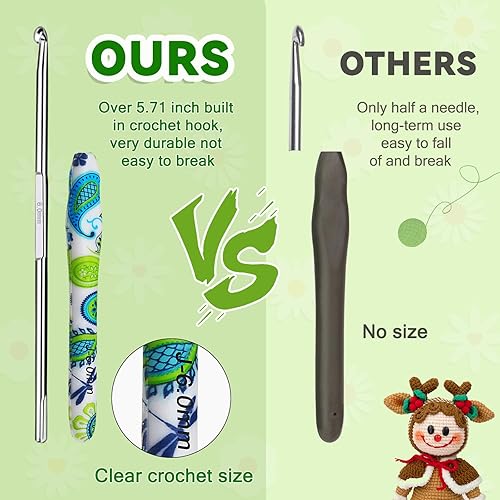 Miniatura 5 de Katech Gancho de ganchillo de 0.217 in tamaño I, asas ergonómicas de ganchillo con agarre de goma suave para manos artríticas, ganchos de ganchillo