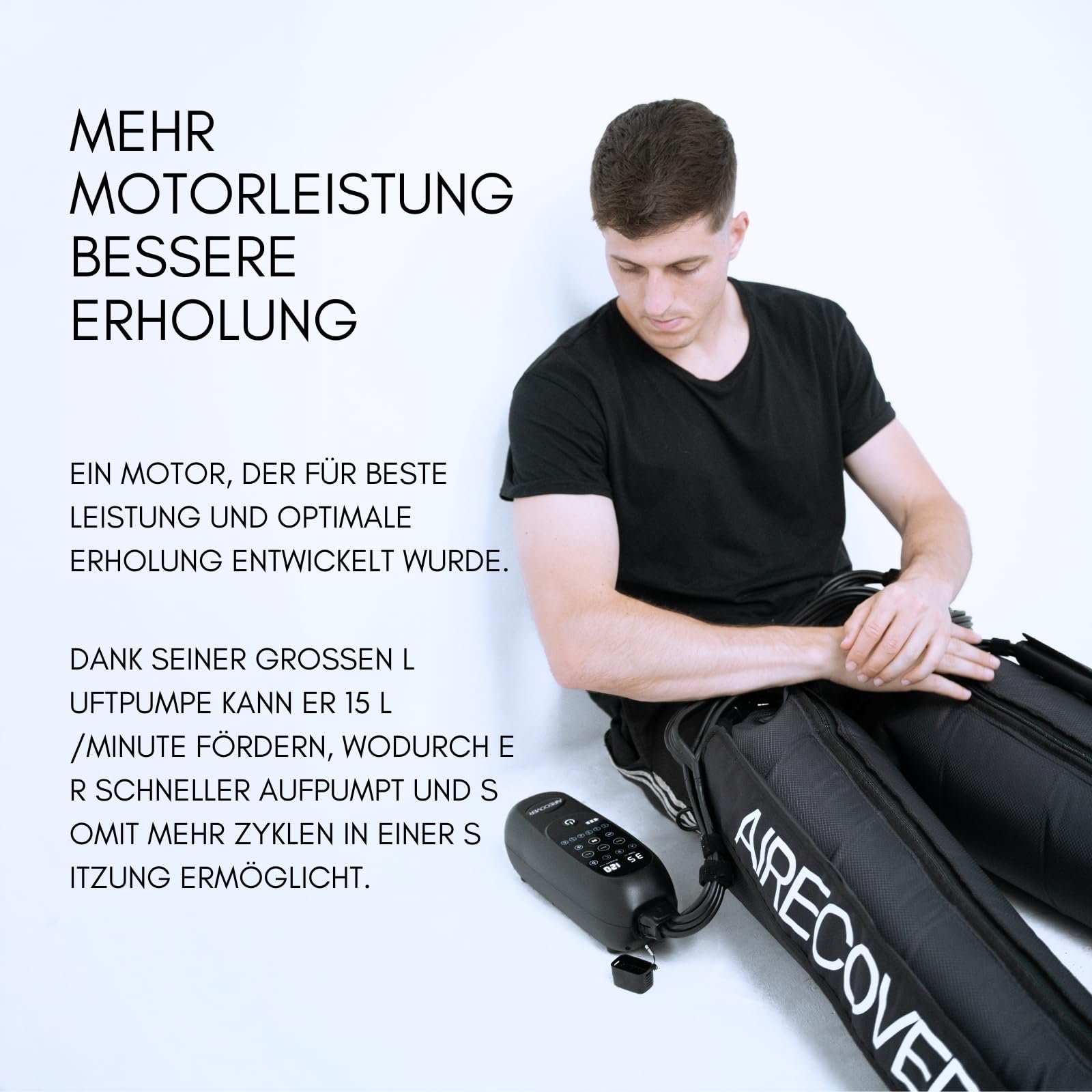 Kabelloses Pressotherapie, Lymphdrainage Gerät für Schmerzen und Durchblutung, Muskelentspannung & Erholung, mit 6 Luftkammern, 30-250 mmHg,4 Modes(L)
