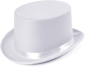 Elegant White Satin Look Top Hat Pack of 1. - Perfect Accessory for Weddings, Parties, Festivals, Music, World Book Day, 1980s-Themed Events Halloween Halloween