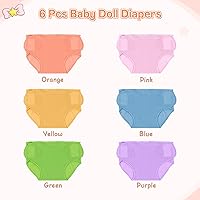 Vista 2 de BABESIDE 6 pañales de muñeca Reborn reutilizables lavables para muñecas de 17 a 24 pulgadas, 6 colores de muñecas Reborn pañales, ropa