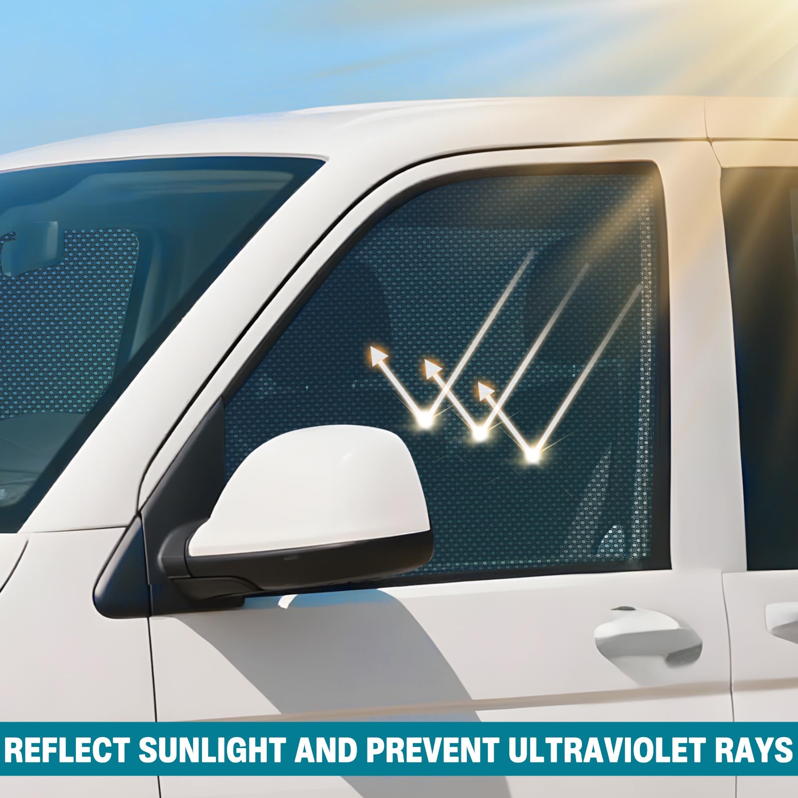 ZATOOTO Moskitiera do VW T5, 2-częściowa magnetyczna ochrona przed słońcem na przednie szyby, ochrona przed promieniowaniem UV – nadaje się na kemping