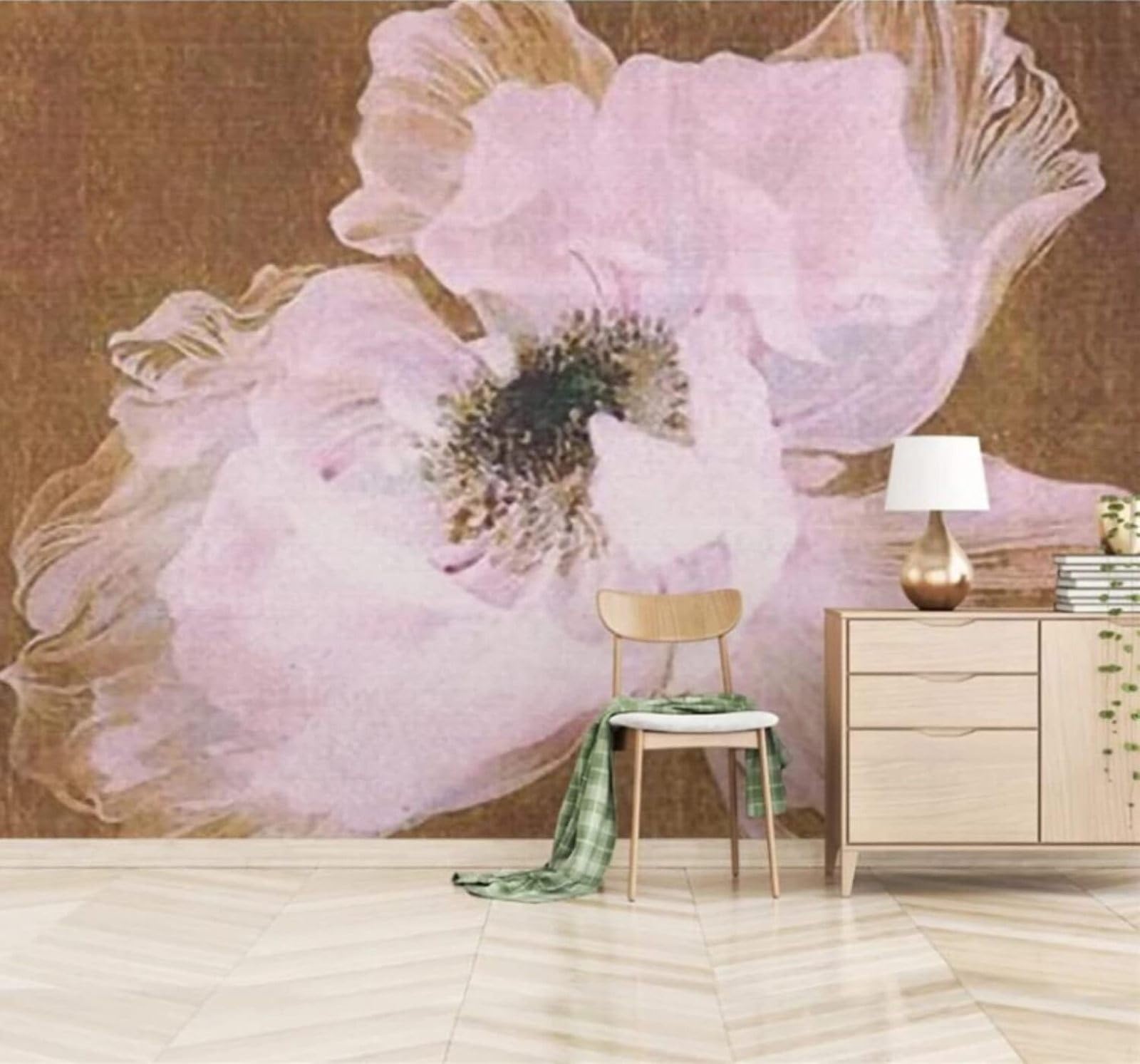 XLMING Hand Drawn Minimalist Beautiful Pink Flowers 3D Wallpaper Luxury Home Dining Decor Paste Sofa Living Room The Wall for Bedroom Mural-430cm×300cm