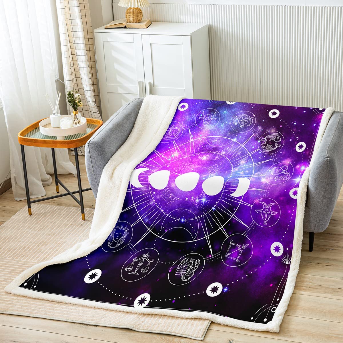 Copripiumino per ragazze e ragazzi, blu e viola, cielo stellato, per bambini, donna, Via Lattea, con morbido