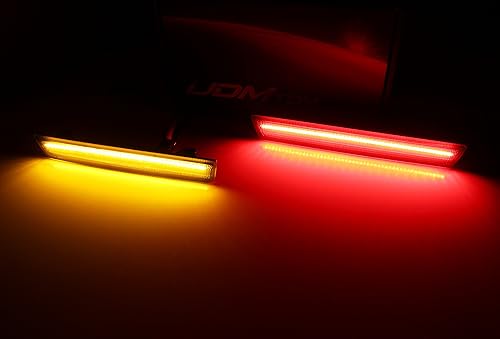 Miniatura 2 de iJDMTOY Kit de luz de marcador lateral LED ámbar y rojo con lente ahumada, compatible con Dodge Challenger 2015-22, alimentado por LED total de