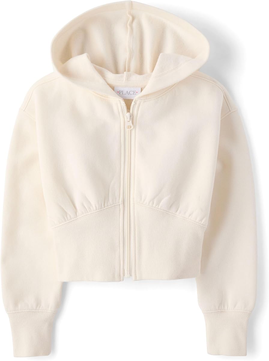 The Children's Place Active - Sudadera con capucha y forro polar de manga larga para niña con cremallera