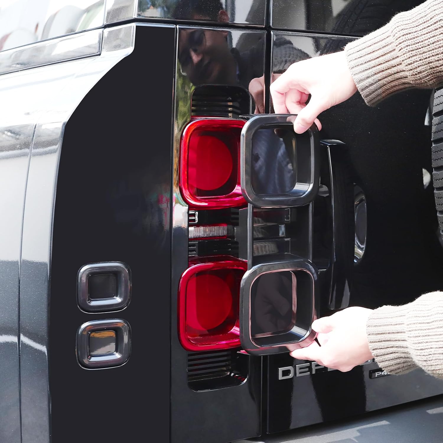 Smoked Tail Light Cover for 2020-2025 2026 Land Rover Defender 90 110 130 Rear Tail Light Fog Light Housing Exterior Conversion Black Knight Accessories (Smoked Tail Light Cover 6-Piece Set)