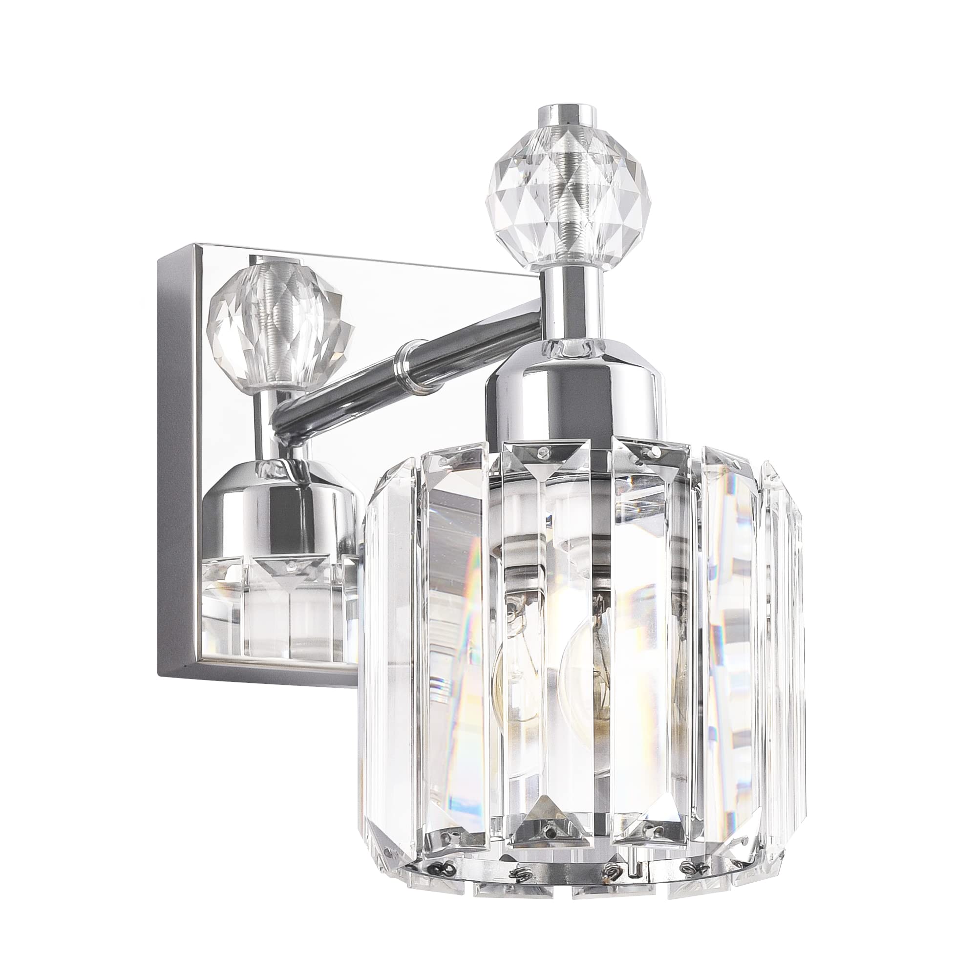 PRESDE Bathroom Vanity Lights Modern Crystal Chrome 1 Lights Bathroom Lights Fixtures Over Mirror Bath Wall Lamp
