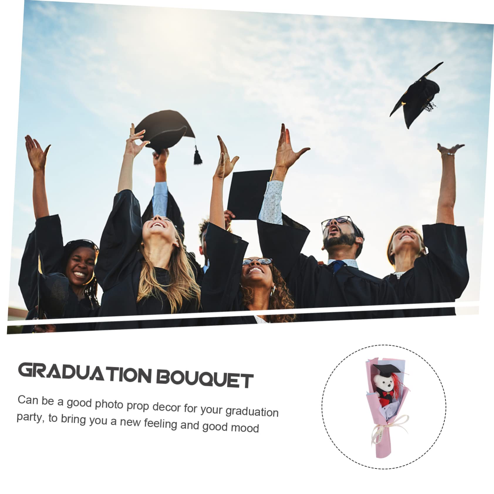 Orsetto Laurea Con Fiori: Bouquet Di Peluche Originale Per Festa Di Laurea 2025 - Regalo Dolce E Simpatico (Rosa, 2 Pezzi) - 4