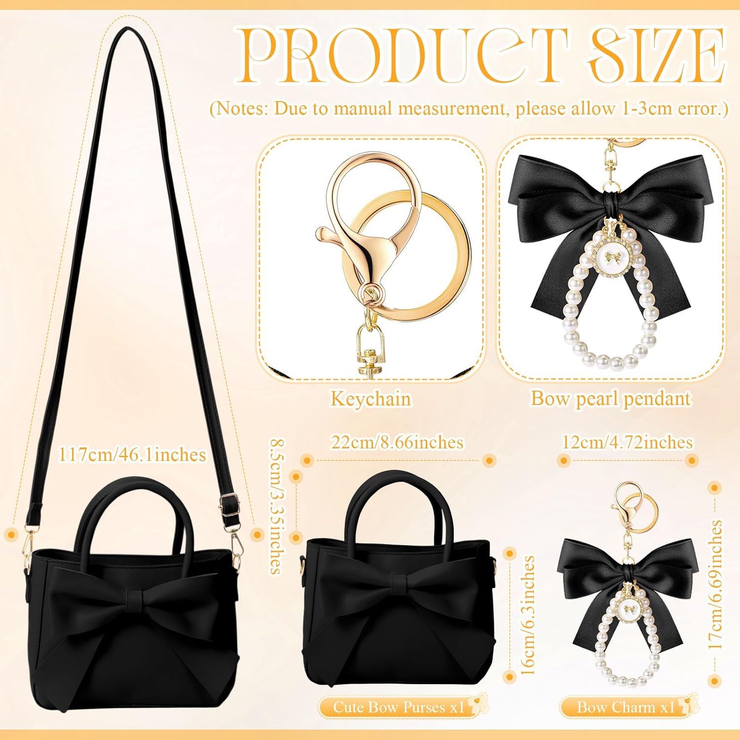 Abbylike Cute Purses for Women Christmas Gift Leather Crossbody with Bow Handbags with Adjustable Shoulder Strap - Image 4