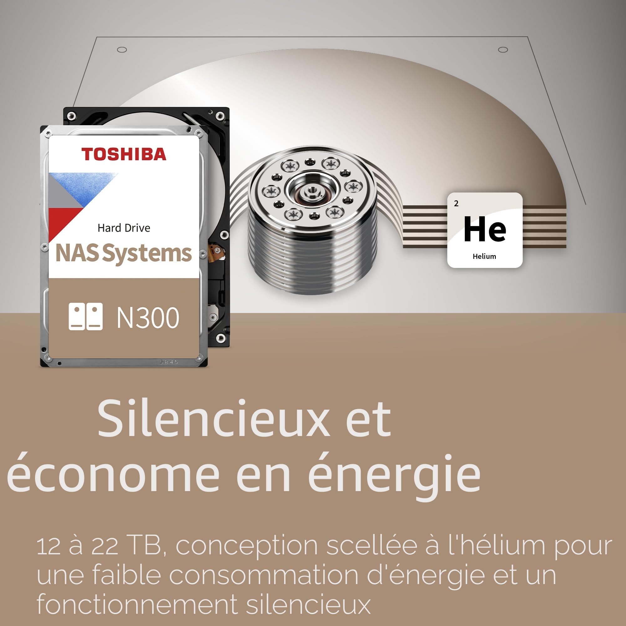 Toshiba N300 16TB Internal NAS Hard Drive, 3.5'' SATA HDD, 7200 RPM, 24/7 Operation, Supports 1-8 Bay Systems, 128MB Cache, 180TB/Year workload, 3yr Warranty (HDEXZ11ZNA51F).