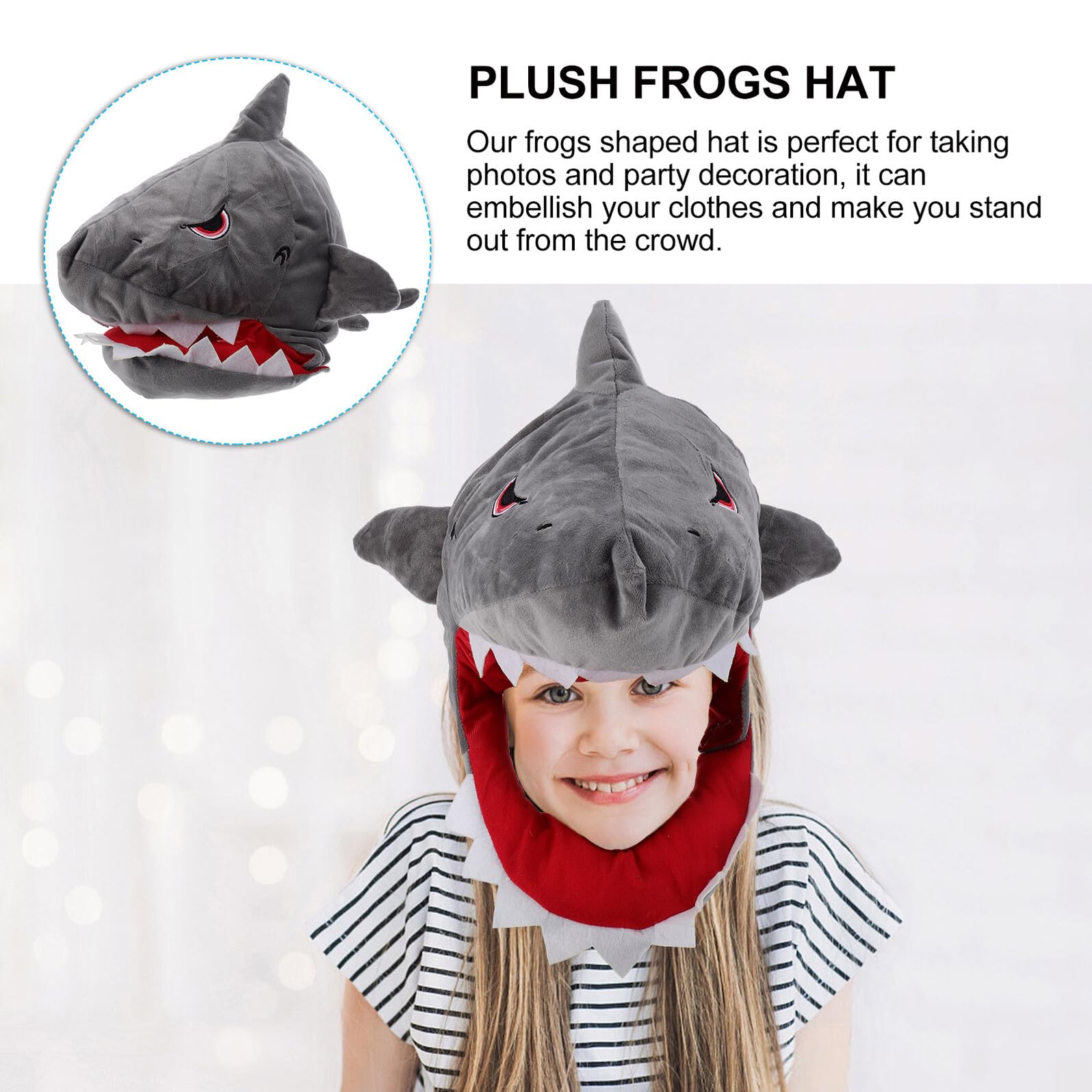 Sombrero de Fiesta Divertido Diseño de Tiburón Gorra de Peluche para Carnaval Cumpleaños y Sesiones Fotográficas Tocado Novedoso para Disfraz Original