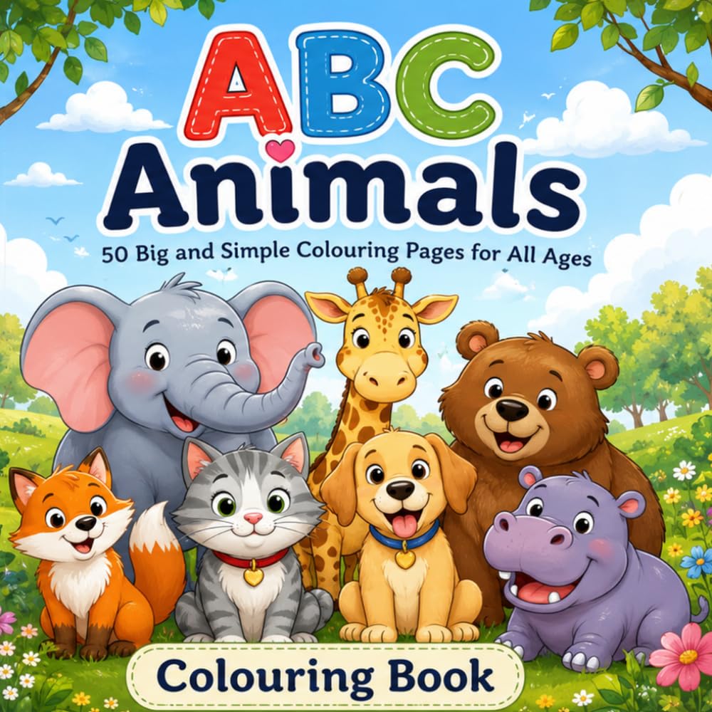 ABC Animals: 50 Big and Simple Colouring Pages for All Ages (Family SENse Simple Colouring Books)