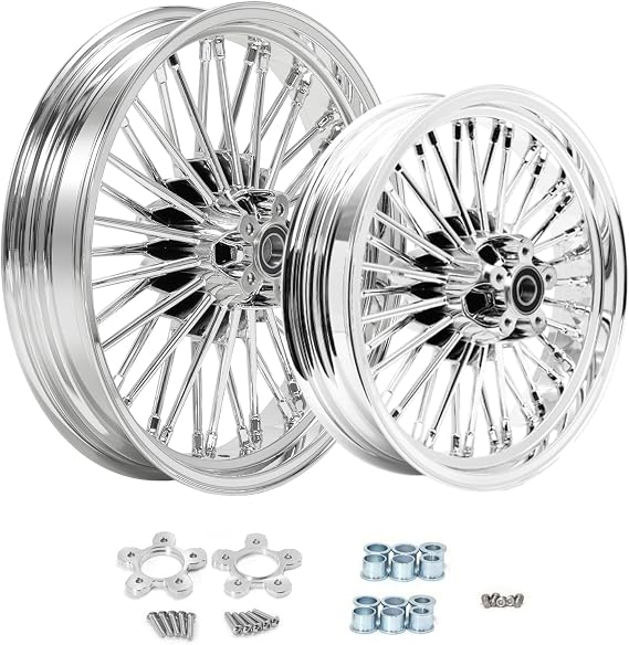 TOFR 18x3.5 16x3.5 Chrome Fat Spoke Wheels For Harley Touring Baggers 00-07