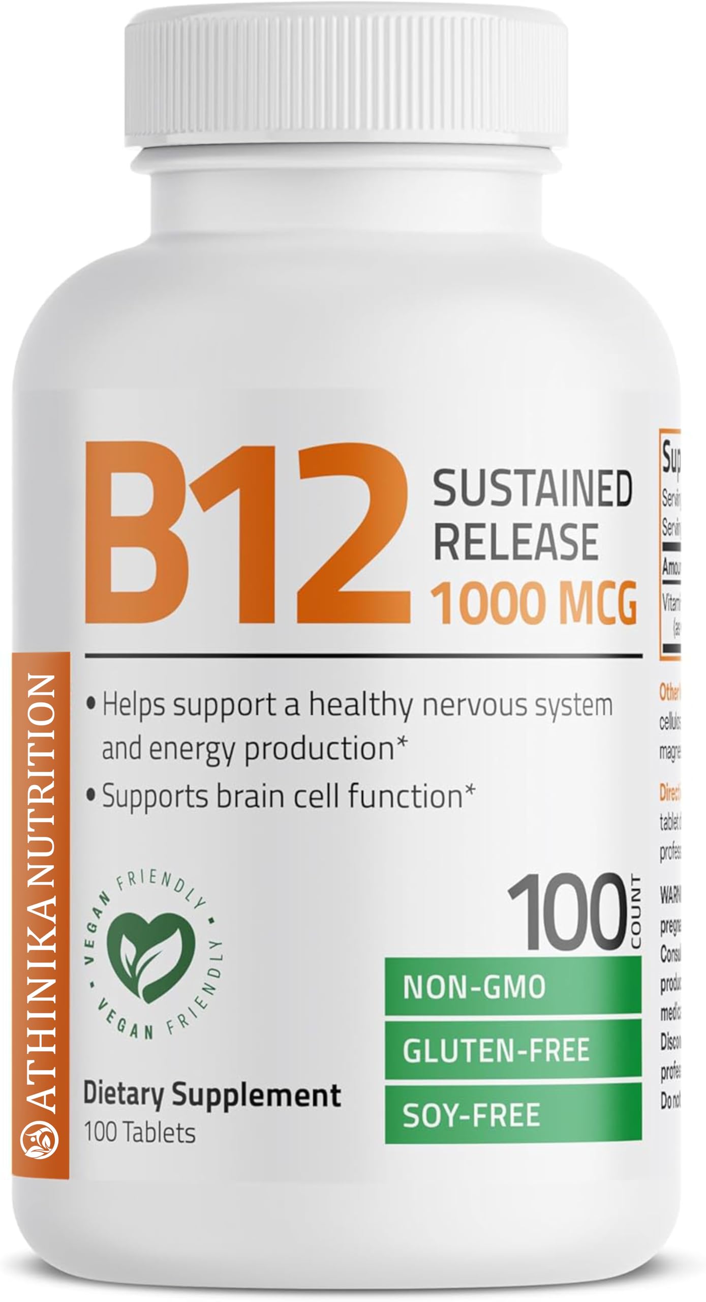 Vitamin B12 1000 MCG (B12 Vitamin as Cyanocobalamin) Sustained Release Premium Non GMO Tablets Supports Nervous System, Healthy Brain Function and Energy Production, 180 Tablets-image-15