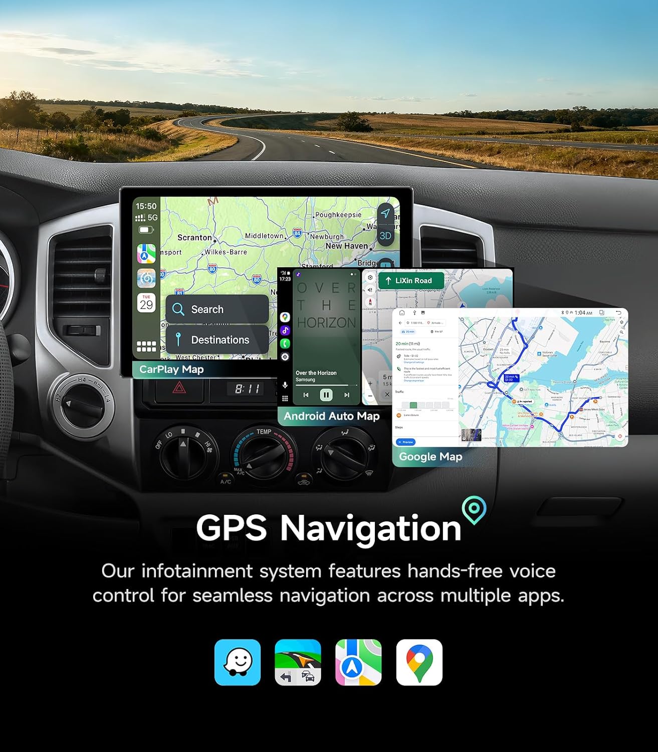 11.5'' Car Radio Stereo Upgrade for Toyota Tacoma 2005-2015 with Android13/5G WiFi/Wireless CarPlay/Android Auto/Touch Screen/GPS Navigation/BT/FM/AM/RDS/HD Backup Camera (8Core 4GB+64GB)