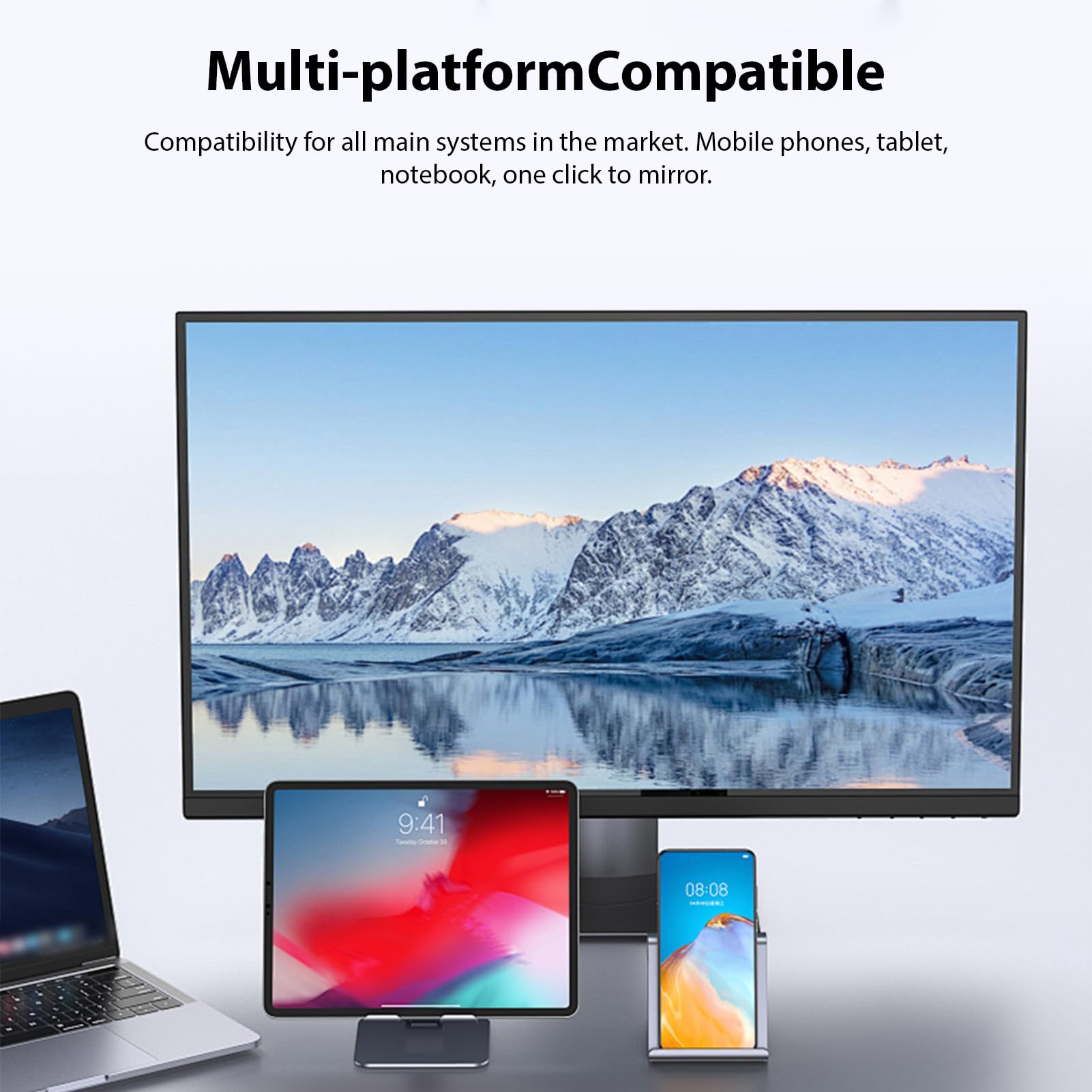 Topiky Bezprzewodowy Adapter Wyświetlacza HDMI, Bezprzewodowy Przedłużacz HDMI 1080P FHD Odbiornik Lustrzany Ekranu do Smartfona Laptop TV Monitor Projector