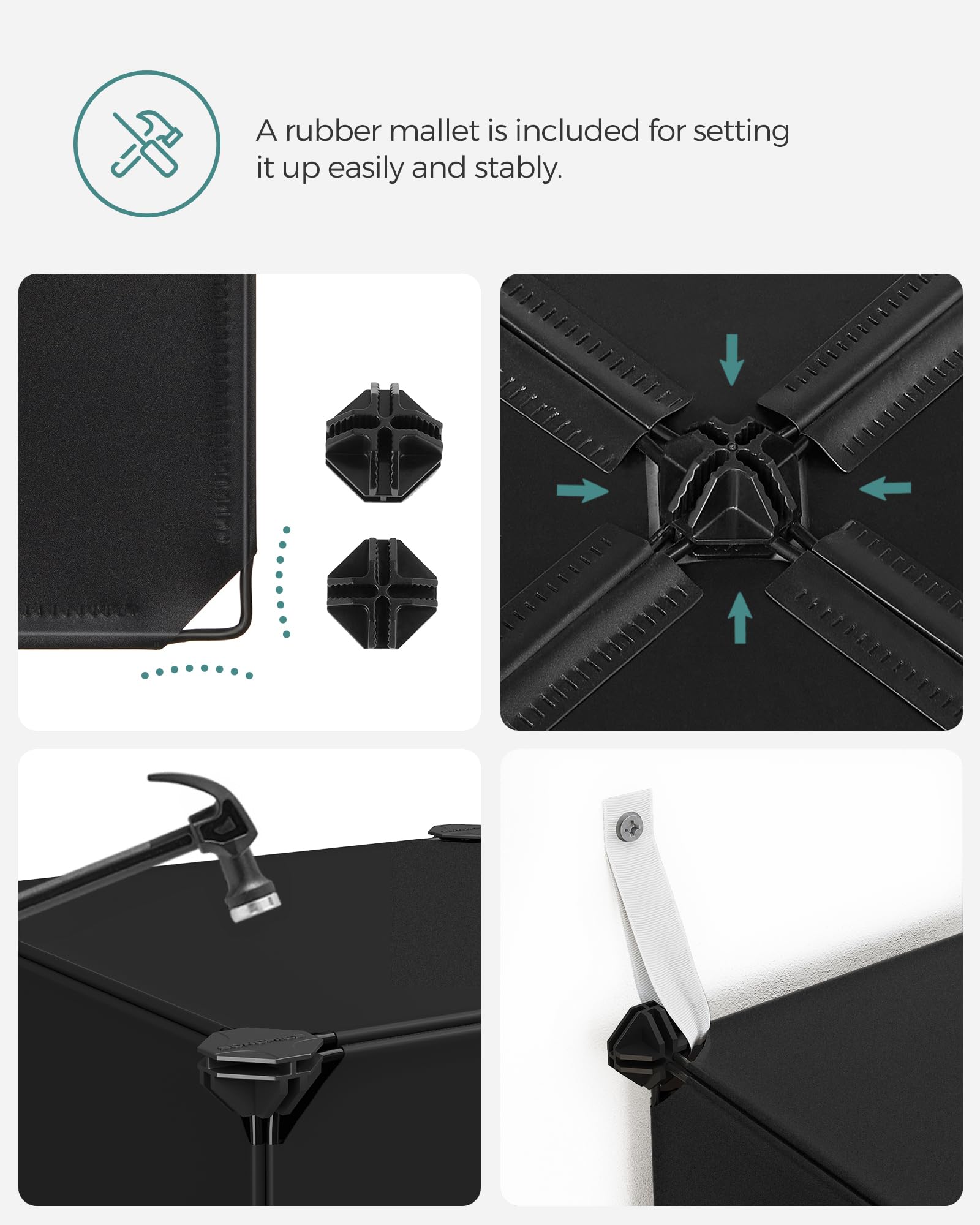 SONGMICS ULPC44L/44BK - Contenitore a forma di cubo 48.4''W x 12.2''L x 48.4''H Nero