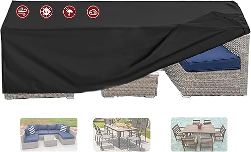 Miniatura 8 de Oslimea Fundas impermeables para muebles de patio, juego de sofá modular para exteriores, funda de sofá para silla de mesa de mimbre de ratán, 138