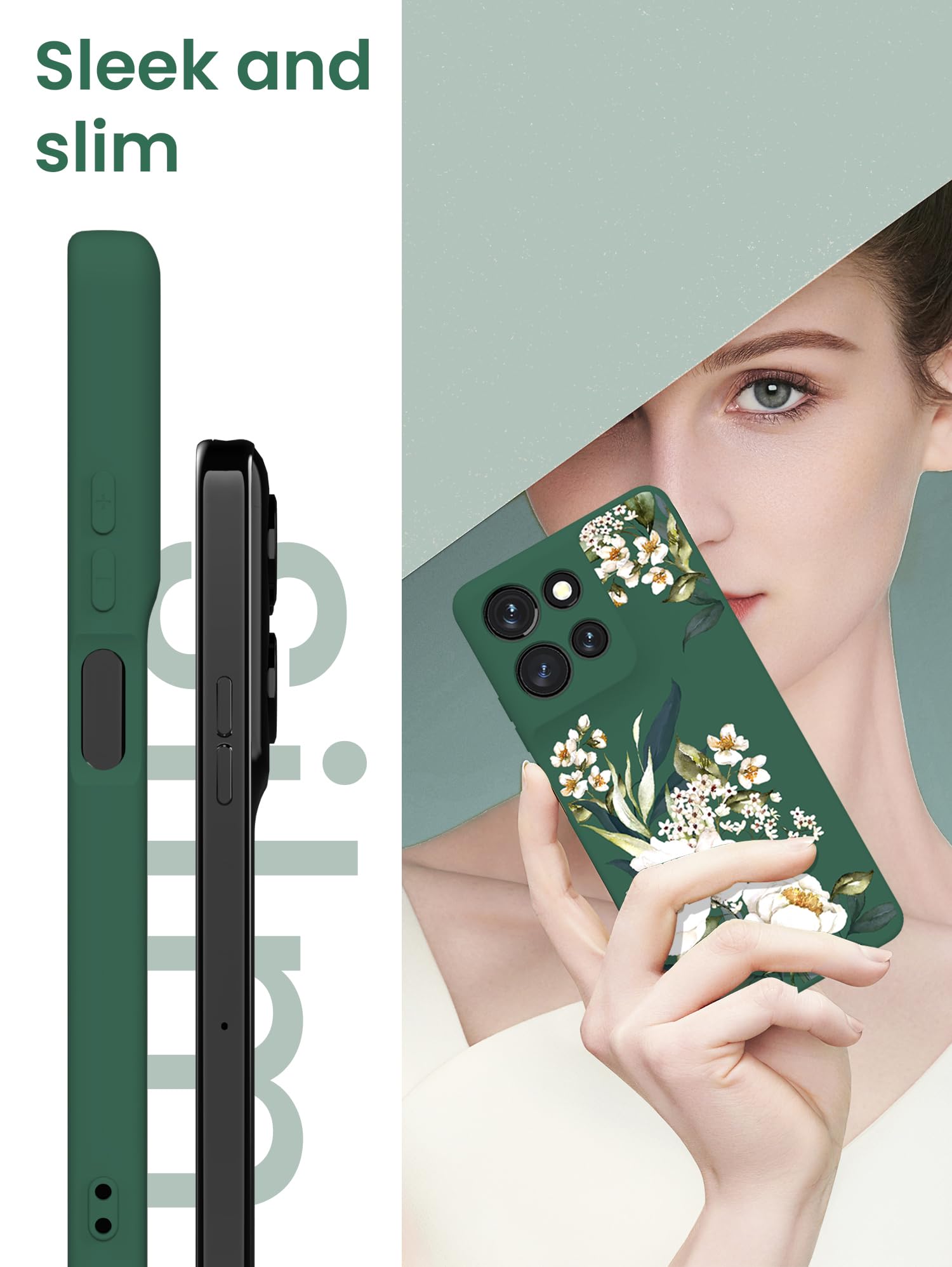 Yucenx Funda para Motorola Moto G 5G 2025, funda de silicona líquida para niñas y mujeres, a prueba de golpes, antiarañazos, protección suave con 2 protectores de pantalla para Moto G 5G 2025 (verde