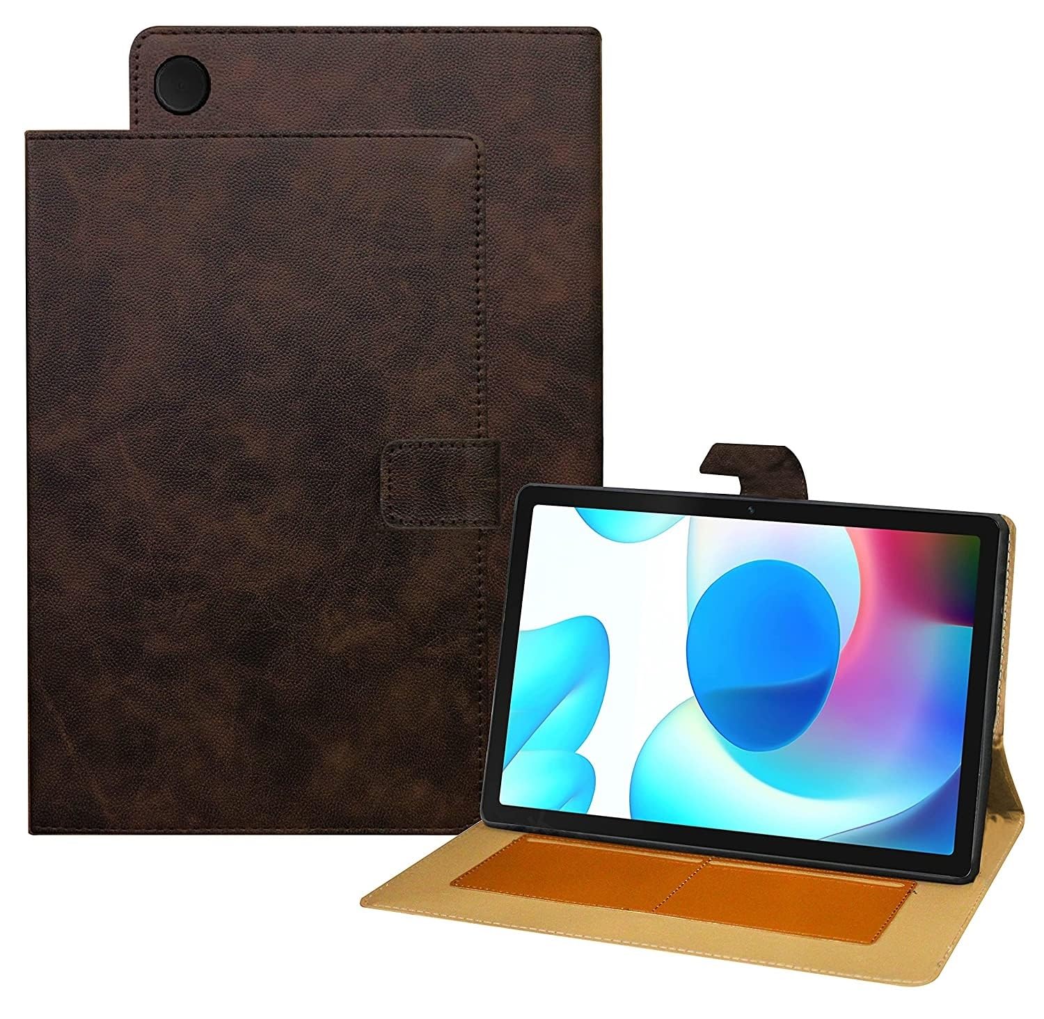 Flip Cover for Realme Pad 10.4 inch 2021 Leather Case Cover (Dark Brown)-image-21