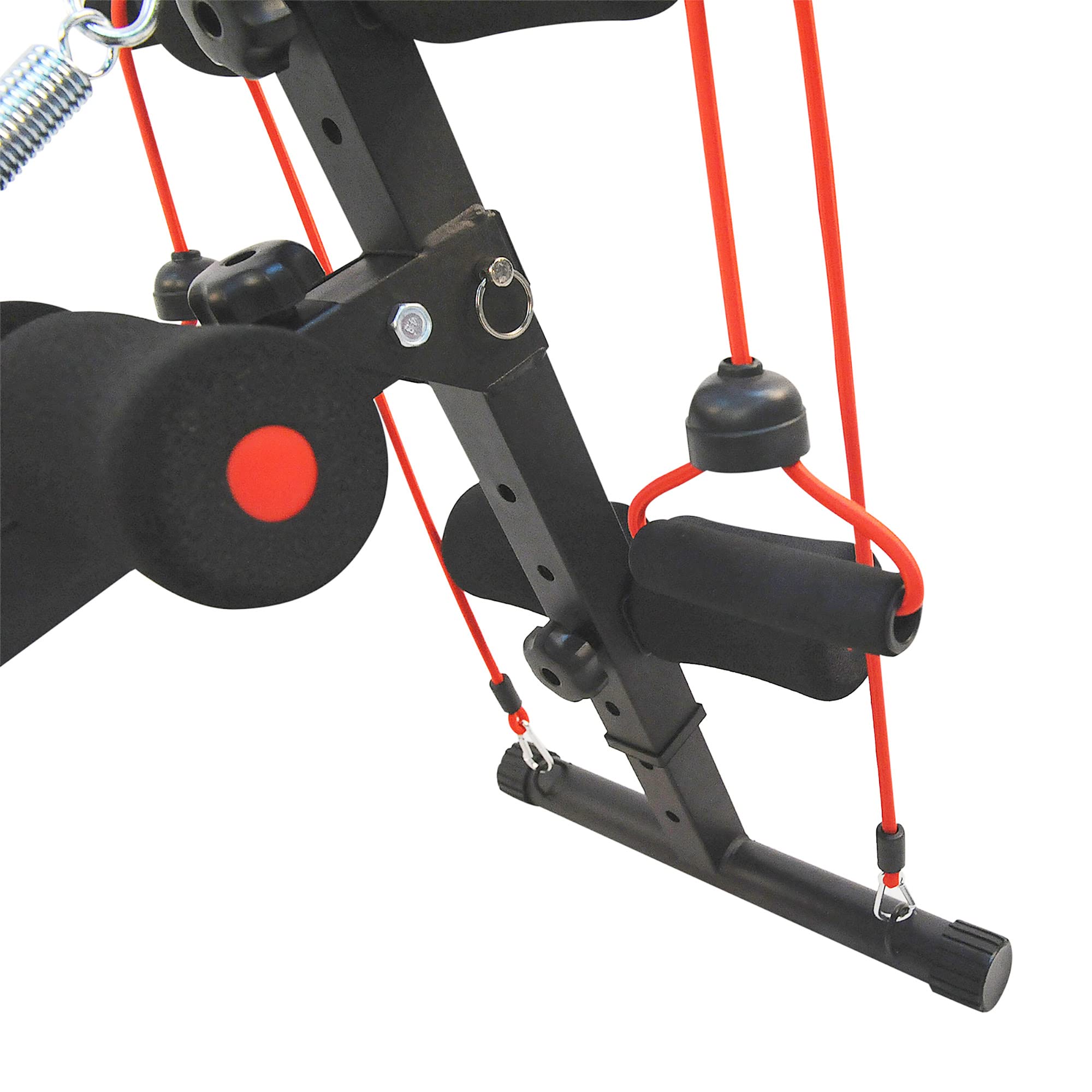 HOMCOM Banco de Abdominales Altura Ajustable Multifuncional Fitness 120kg | Banco de Musculación, Entrenamiento de Espalda Abdominal Piernas, 2 Cuerdas, 1 Tirador de Resorte
