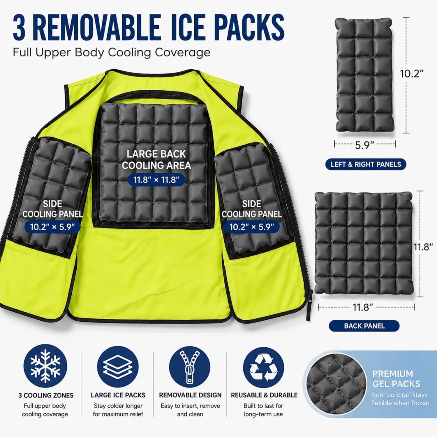 WORLD-BIO Cooling Vest with Ice Packs, Adjustable Ice Vest for Outdoor Work