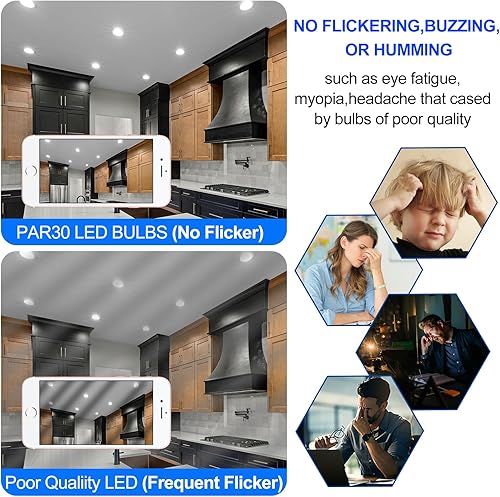 Miniatura 5 de Energetic - Bombillas LED PAR30, luz de inundación para interiores y exteriores de 10 W (equivalente a 75 vatios), luz diurna de 5000 K, 1000