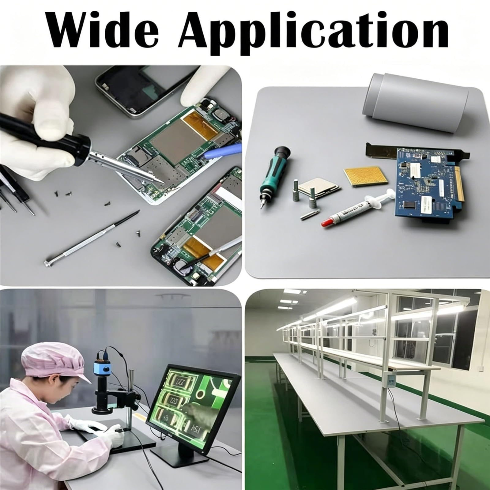 Rollos alfombrilla antiestática 0,2 0,6 0,8 1,2 Alfombrilla Antiestática ESD De 5 M De Longitud, Escritorio Antiestáticas Resistentes Para Reparación De Soldadura De | T 5 mm,W 1m x L 1m