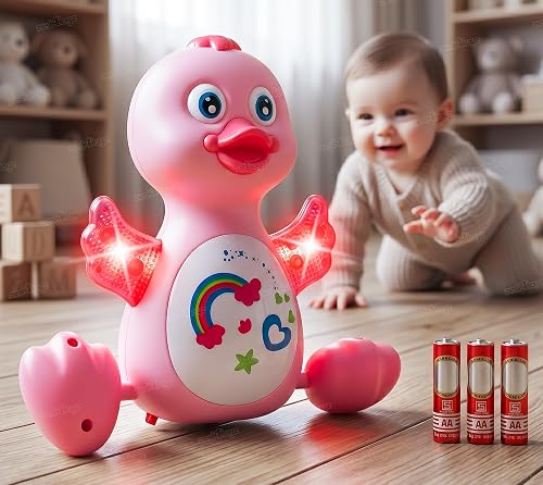 Zest 4 Toyz Musical Duck Toy for Kids with Lights and Sound Flapping Wings Battery Operated Animal Dancing Toy for Toddlers Boys and Girls Age 1 to 5 Years (Battery Included) - Pink