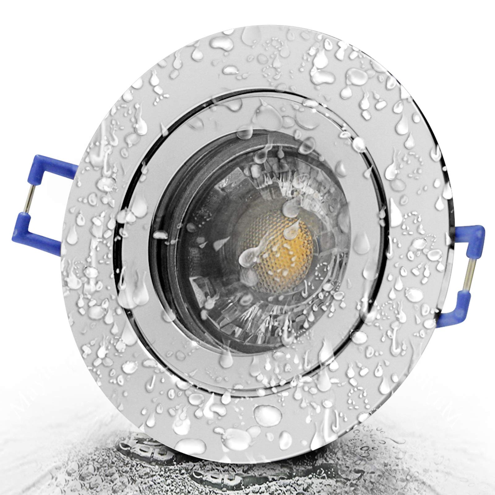 LED Bad Einbaustrahler 12V inkl. 7 x 5W LED LM Farbe Chrom IP44 LED Einbauleuchten Neptun Rund 3000K Deckenspots